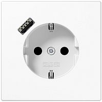 Розетка с заземлением +1хUSB тип A без рамки Jung LS990 1-м. белый картинка